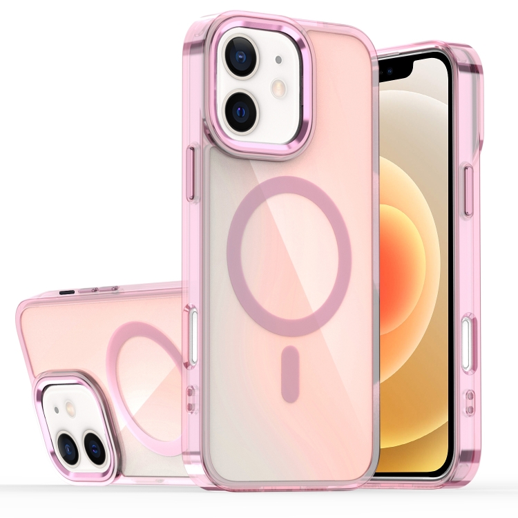 

For iPhone 12 Bright Shadow Magsafe Discoloration Phone Case(Pink)