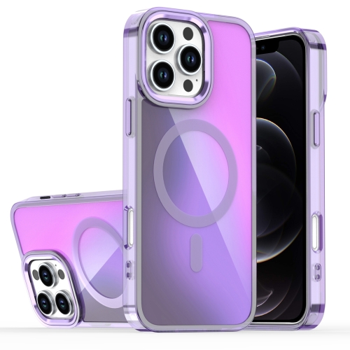 

For iPhone 12 Pro Max Bright Shadow Magsafe Discoloration Phone Case(Purple)