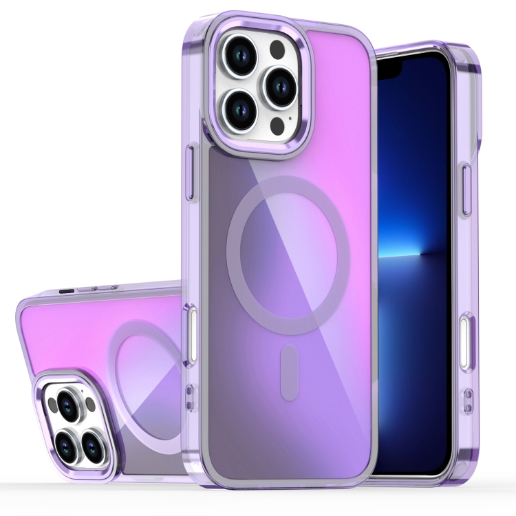 

For iPhone 13 Pro Max Bright Shadow Magsafe Discoloration Phone Case(Purple)