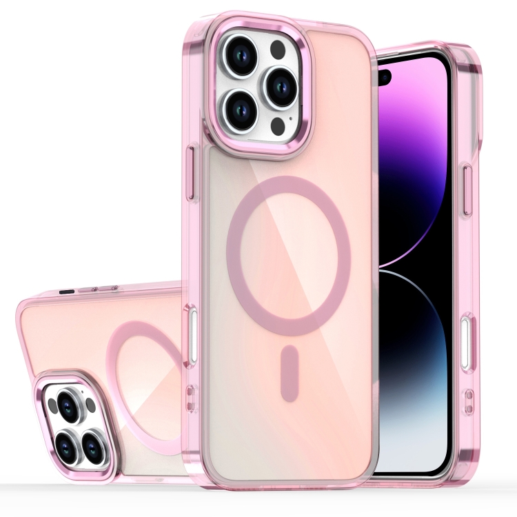 

For iPhone 14 Pro Max Bright Shadow Magsafe Discoloration Phone Case(Pink)