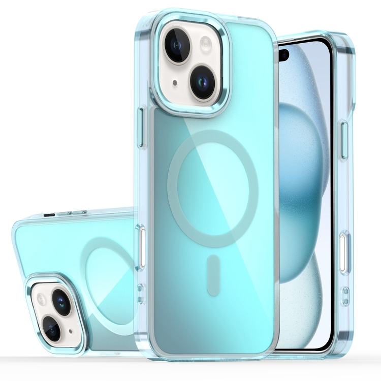 

For iPhone 15 Bright Shadow Magsafe Discoloration Phone Case(Blue)