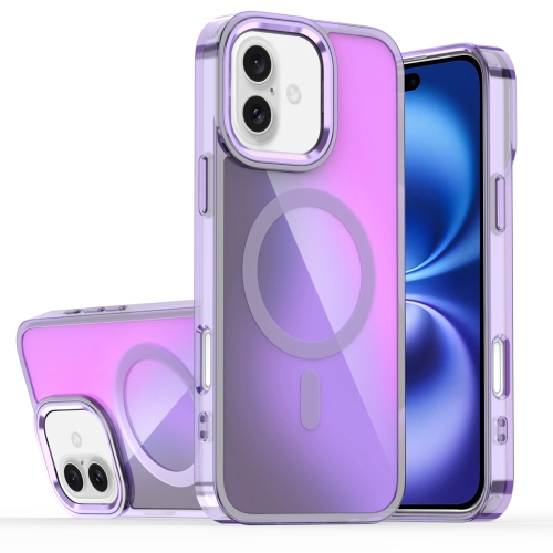 

For iPhone 16 Plus Bright Shadow Magsafe Discoloration Phone Case(Purple)