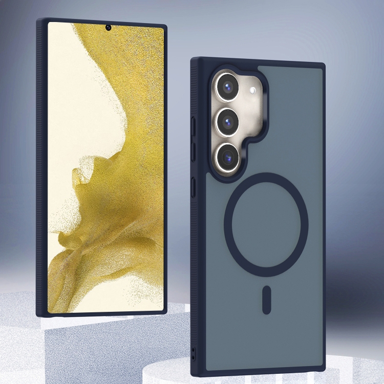 

For Samsung Galaxy S22 5G Transparent TPU Hybrid PC Magsafe Phone Case(Blue)