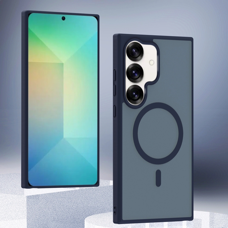 

For Samsung Galaxy S25 5G Transparent TPU Hybrid PC Magsafe Phone Case(Blue)