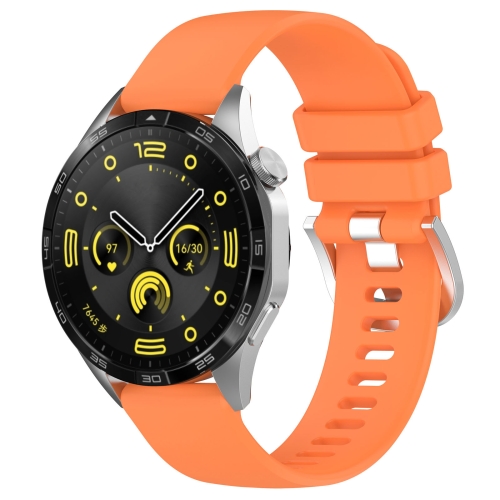 

For Huawei Watch GT 5 Pro 46mm Liquid Glossy Silver Buckle Silicone Watch Band(Orange)