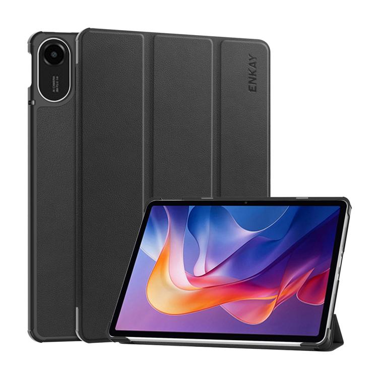 

For Redmi Pad 2 11.0 ENKAY Tri-fold Custer Texture Leather Smart Tablet Case(Black)
