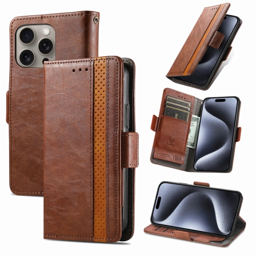 

For iPhone 16 Pro CaseNeo Splicing Dual Magnetic Buckle Leather Phone Case(Brown)