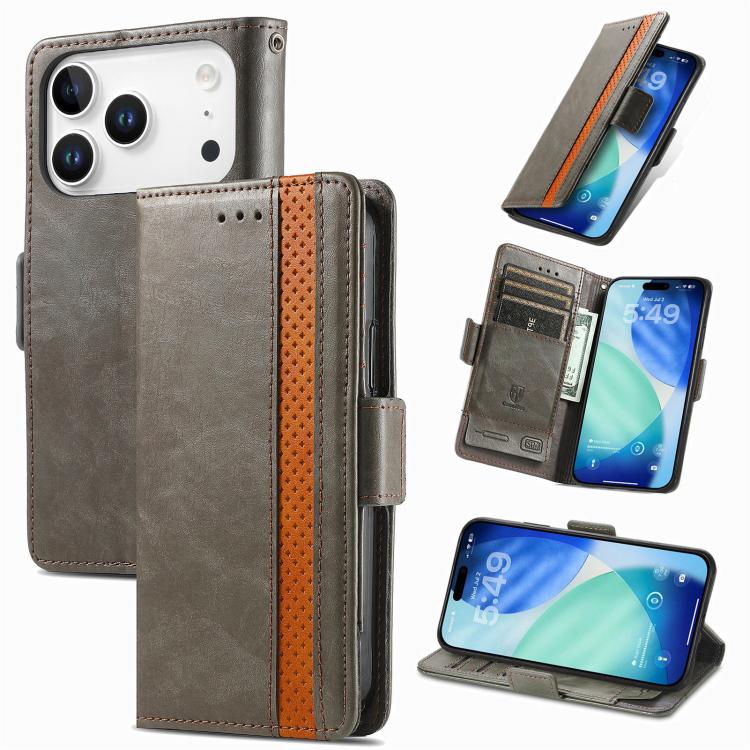 For iPhone 17 Pro CaseNeo Splicing Dual Magnetic Buckle Leather Phone Case (Gray) For iPhone 17 Pro CaseNeo Splicing Dual Magnetic Buckle Leather Phone Case (Gray)