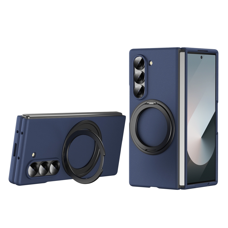 

For Galaxy Z Fold6 Thunderbolt 360 Rotating Holder Shockproof Phone Case(Blue)