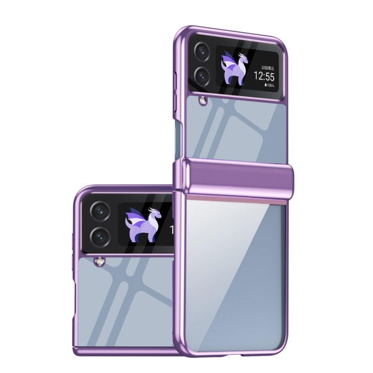 

For Samsung Galaxy Z Flip4 Plating Transparent Folding Hinged Phone Case(Purple)