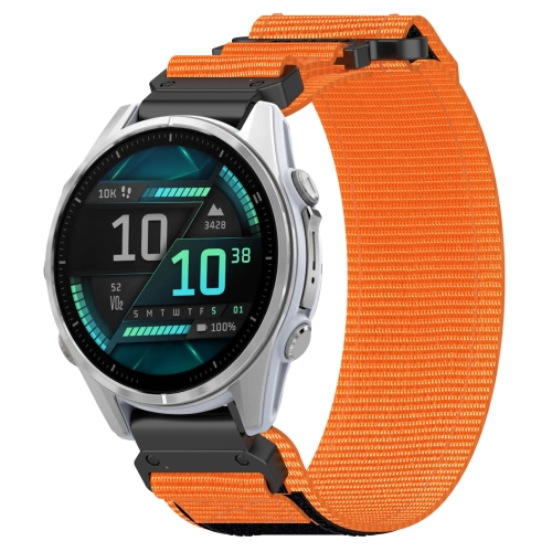 

For Garmin Fenix 8 AMOLED 43mm Nylon Hook and Loop Fastener 20mm Quick Release Watch Band(Orange)