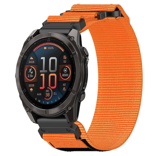 

For Garmin Fenix 8 AMOLED 47mm Nylon Hook and Loop Fastener 22mm Quick Release Watch Band(Orange)