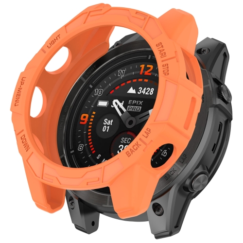 

For Garmin Fenix E 47mm Armor Hollow TPU Half Coverage Watch Protective Case(Orange)