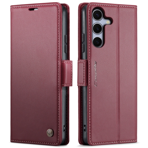 

For Samsung Galaxy S25 5G CaseMe 023 Butterfly Buckle Litchi Texture RFID Anti-theft Leather Phone Case(Red)