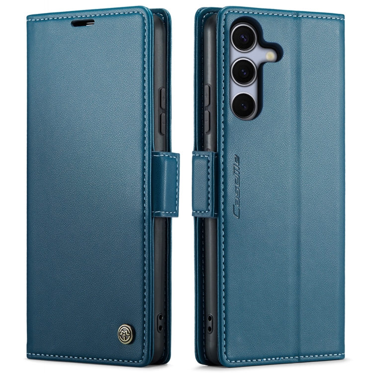 

For Samsung Galaxy S25 5G CaseMe 023 Butterfly Buckle Litchi Texture RFID Anti-theft Leather Phone Case(Blue)