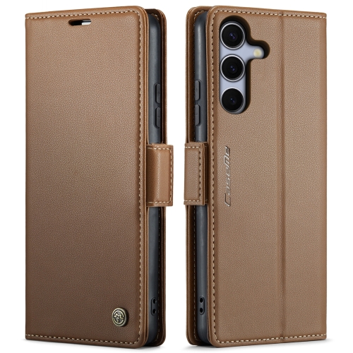 

For Samsung Galaxy S25+ 5G CaseMe 023 Butterfly Buckle Litchi Texture RFID Anti-theft Leather Phone Case(Brown)