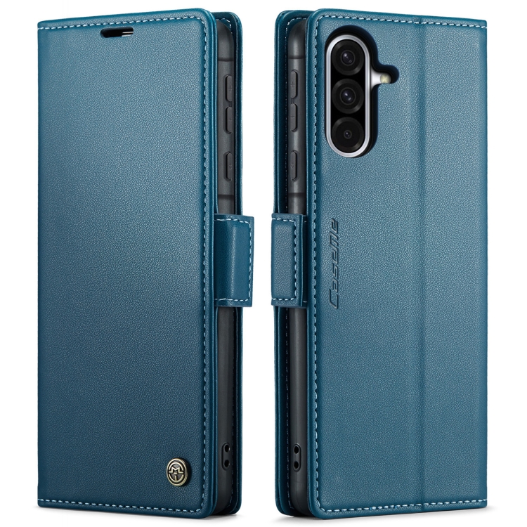 

For Samsung Galaxy A56 CaseMe 023 Butterfly Buckle Litchi Texture RFID Anti-theft Leather Phone Case(Blue)