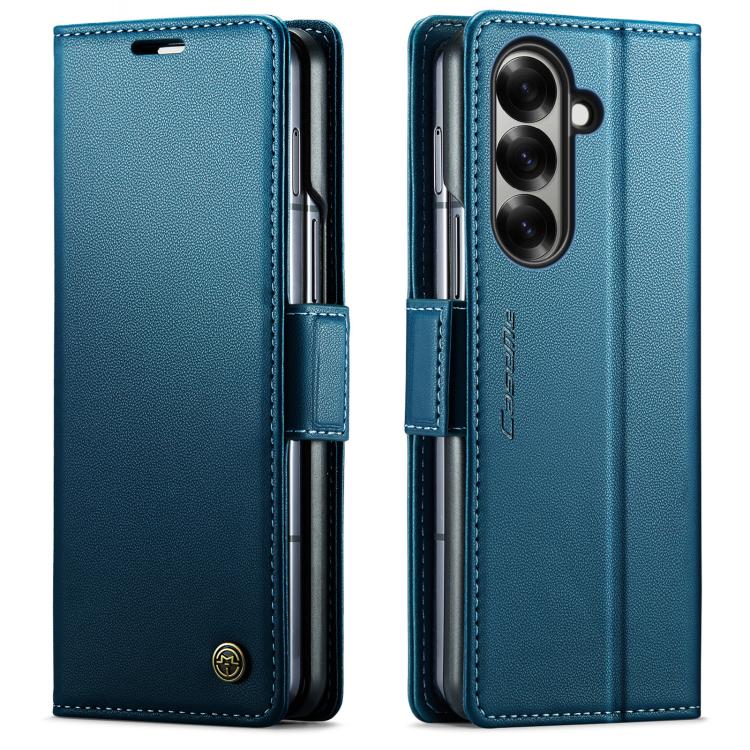 

For Samsung Galaxy Z Fold7 CaseMe 023 Butterfly Buckle Litchi Texture RFID Anti-theft Leather Phone Case(Blue)