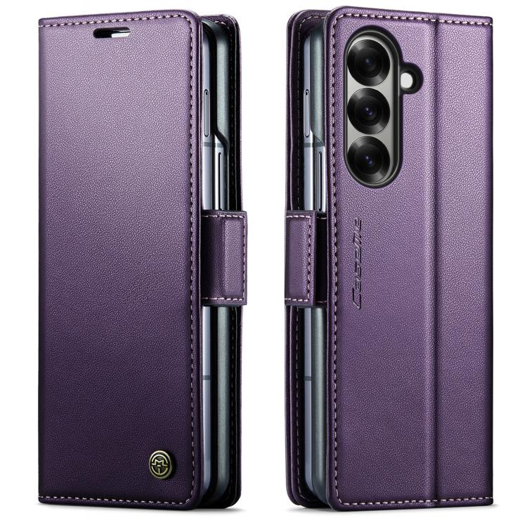 

For Samsung Galaxy Z Fold7 CaseMe 023 Butterfly Buckle Litchi Texture RFID Anti-theft Leather Phone Case(Purple)