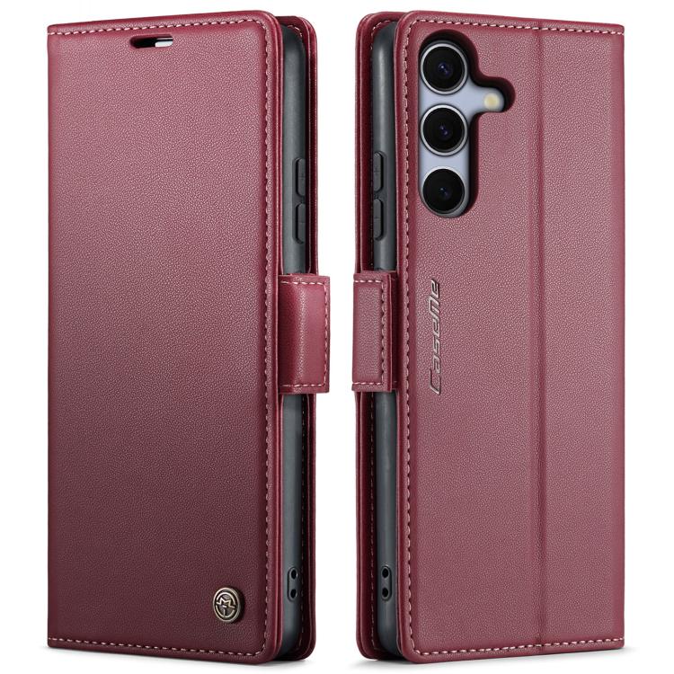 

For Samsung Galaxy S25 FE 5G CaseMe 023 Butterfly Buckle Litchi Texture RFID Anti-theft Leather Phone Case(Red)