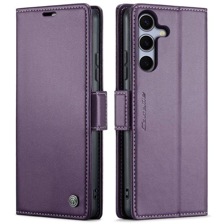 

For Samsung Galaxy S25 FE 5G CaseMe 023 Butterfly Buckle Litchi Texture RFID Anti-theft Leather Phone Case(Purple)