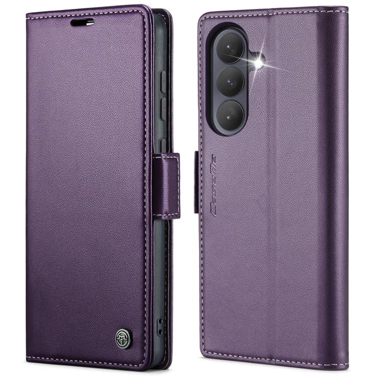 

For Samsung Galaxy S26 5G CaseMe 023 Butterfly Buckle Litchi Texture RFID Anti-theft Leather Phone Case(Purple)