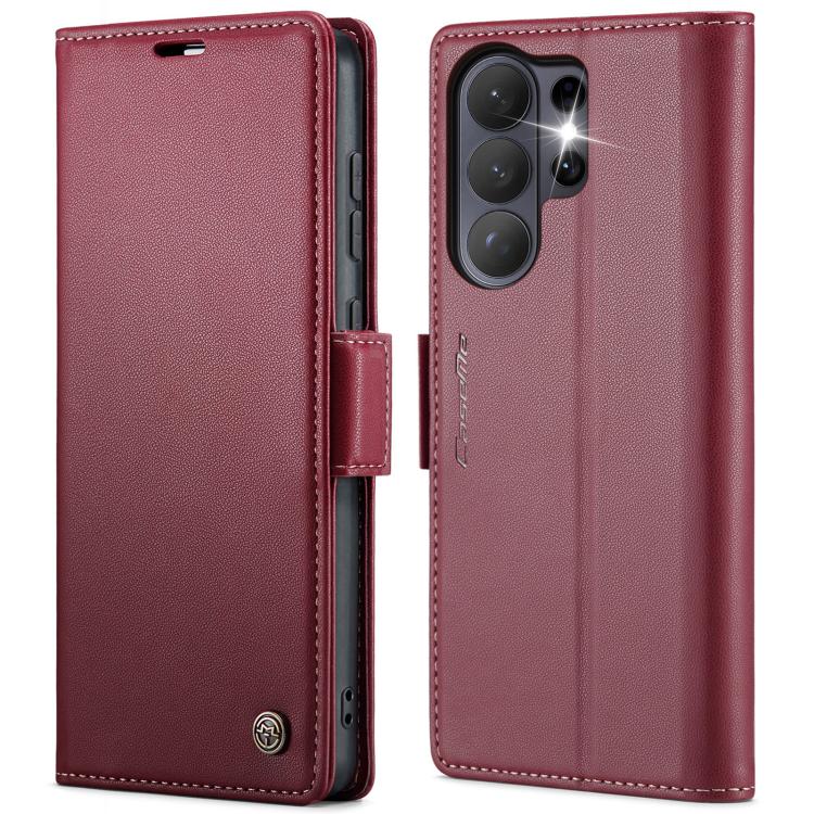 

For Samsung Galaxy S26 Ultra 5G CaseMe 023 Butterfly Buckle Litchi Texture RFID Anti-theft Leather Phone Case(Red)