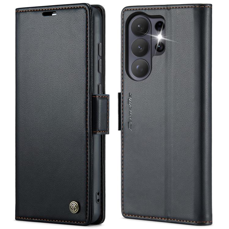 

For Samsung Galaxy S26 Ultra 5G CaseMe 023 Butterfly Buckle Litchi Texture RFID Anti-theft Leather Phone Case(Black)