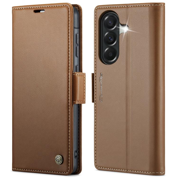 

For Samsung Galaxy A57 5G CaseMe 023 Butterfly Buckle Litchi Texture RFID Anti-theft Leather Phone Case(Brown)