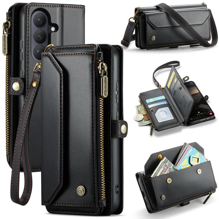 

For Samsung Galaxy S26 5G CaseMe C36 Card Slots Zipper Wallet RFID Anti-theft Leather Phone Case(Black)