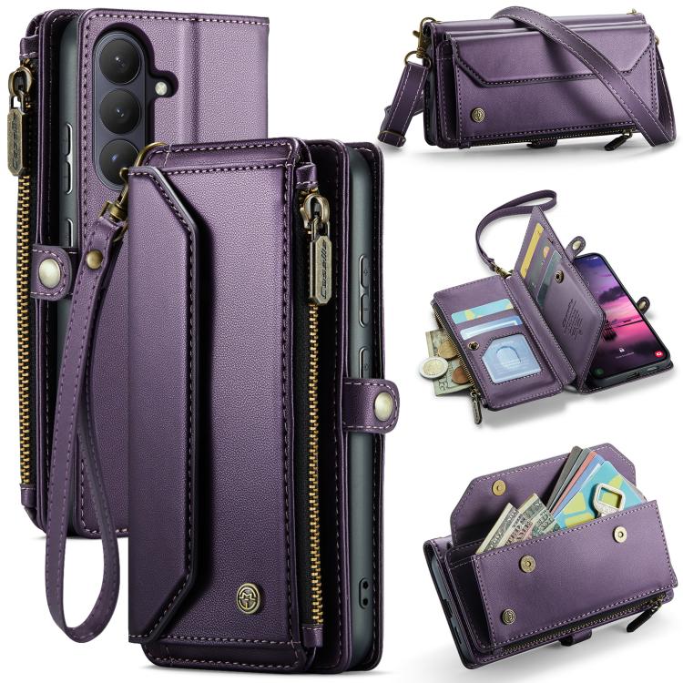 

For Samsung Galaxy S26 5G CaseMe C36 Card Slots Zipper Wallet RFID Anti-theft Leather Phone Case(Purple)