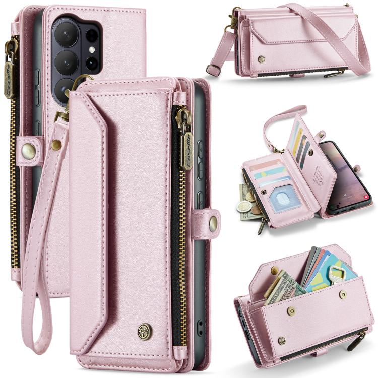 

For Samsung Galaxy S26 Ultra 5G CaseMe C36 Card Slots Zipper Wallet RFID Anti-theft Leather Phone Case(Pink)