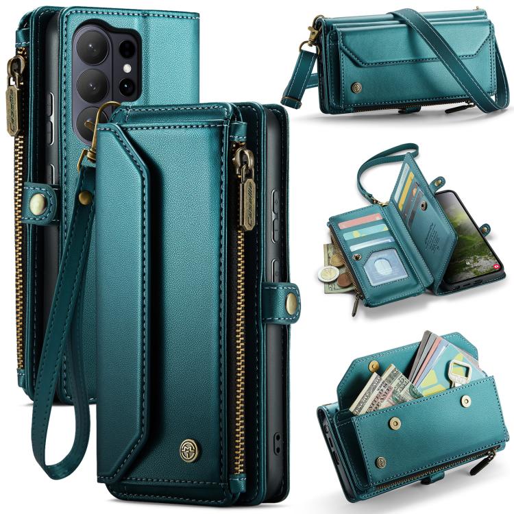 

For Samsung Galaxy S26 Ultra 5G CaseMe C36 Card Slots Zipper Wallet RFID Anti-theft Leather Phone Case(Blue)