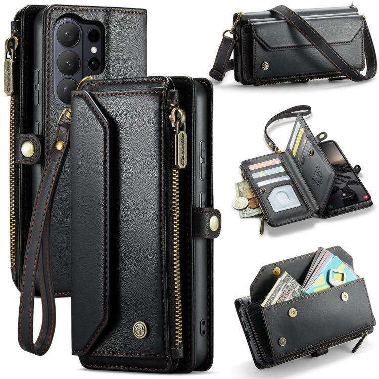 

For Samsung Galaxy S26 Ultra 5G CaseMe C36 Card Slots Zipper Wallet RFID Anti-theft Leather Phone Case(Black)