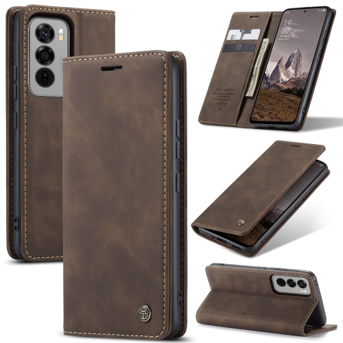 

For OPPO Reno12 5G Global CaseMe 013 Multifunctional Horizontal Flip Leather Phone Case(Coffee)