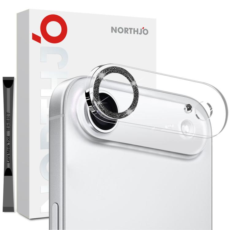 

For iPhone 17 Air NORTHJO Camera Lens Protector Glitter Ring 3D Tempered Glass Film(Black)