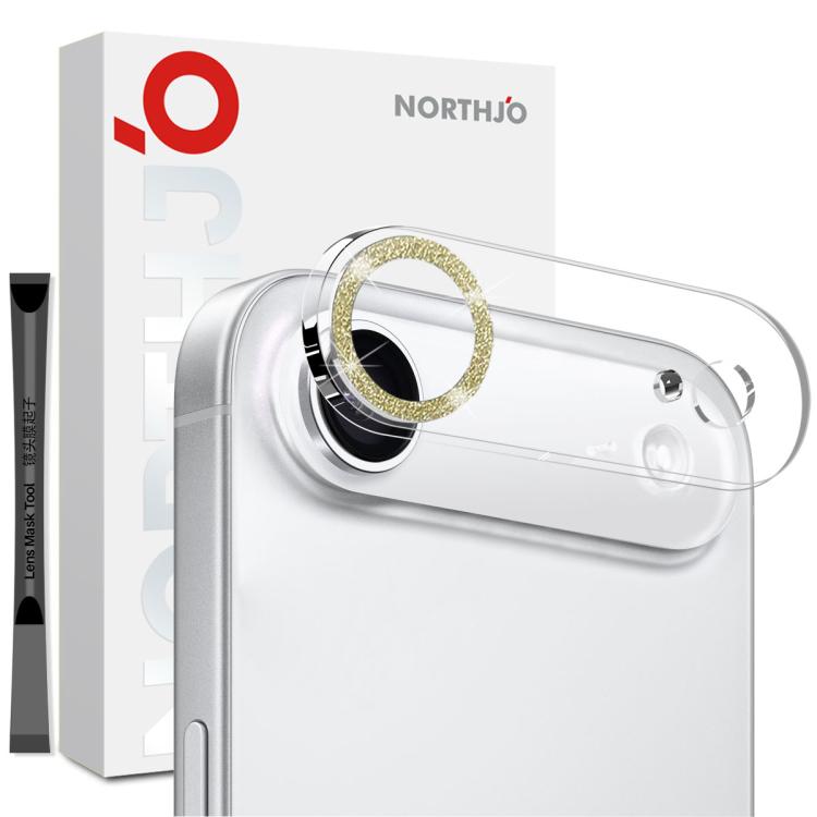 

For iPhone Air NORTHJO Camera Lens Protector Glitter Ring 3D Tempered Glass Film(Gold)