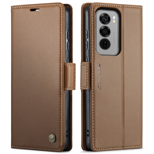 

For OPPO Reno12 Pro 5G Global CaseMe 023 Butterfly Buckle Litchi Texture RFID Anti-theft Leather Phone Case(Brown)