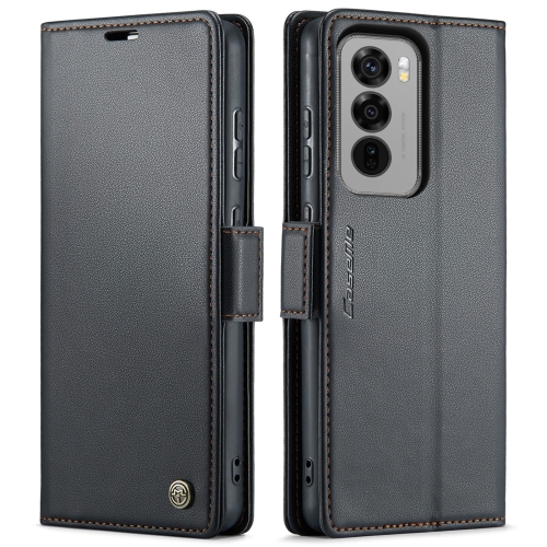 

For OPPO Reno12 Pro 5G Global CaseMe 023 Butterfly Buckle Litchi Texture RFID Anti-theft Leather Phone Case(Black)