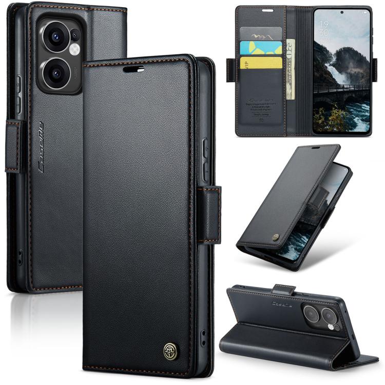 

For OPPO Reno13 F 4G / 5G CaseMe 023 Butterfly Buckle Litchi Texture RFID Anti-theft Leather Phone Case(Black)