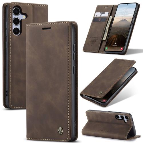 

For Samsung Galaxy S25+ 5G CaseMe 013 Multifunctional Horizontal Flip Leather Phone Case(Coffee)