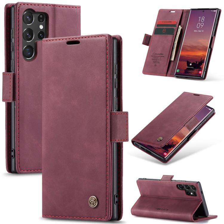 

For Samsung Galaxy S25 Ultra 5G CaseMe 013 Multifunctional Horizontal Flip Leather Phone Case(Red)