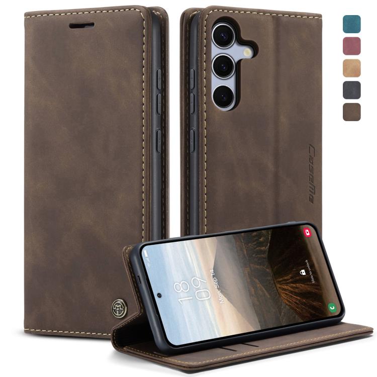 

For Samsung Galaxy S25 FE 5G CaseMe 013 Multifunctional Horizontal Flip Leather Phone Case(Coffee)