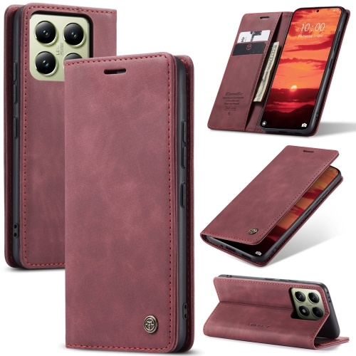 

For Xiaomi 14T CaseMe 013 Multifunctional Horizontal Flip Leather Phone Case(Red)