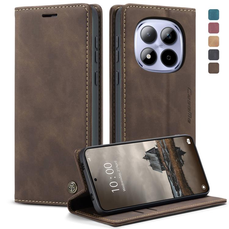 

For Redmi Note 15 Pro 4G Global 165.8mm CaseMe 013 Multifunctional Horizontal Flip Leather Phone Case(Coffee)