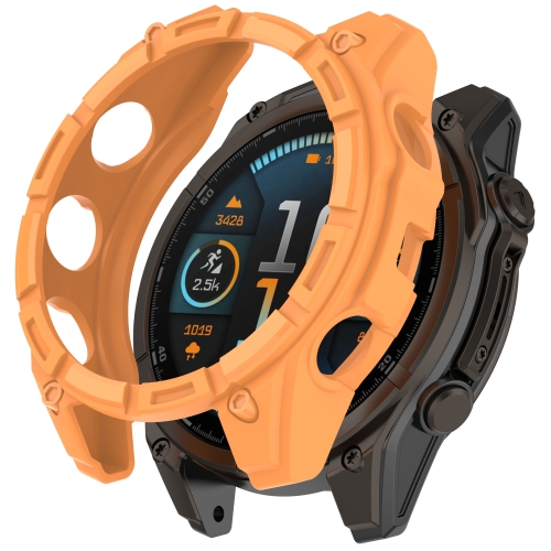 

For Garmin Fenix 8 MIP 51mm Solar Armour Hollow TPU Half Coverage Watch Case Solar Version(Orange)