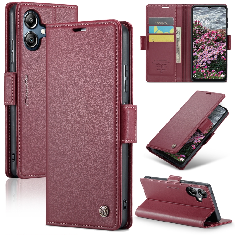 

For Samsung Galaxy A07 / A06 CaseMe 023 Butterfly Buckle Litchi Texture RFID Anti-theft Leather Phone Case(Red)