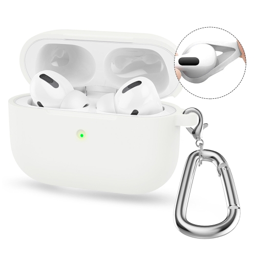 

For Apple AirPods 4 2024 ENKAY Hat-Prince Thickened Silicone Case with Hook and Anti-lost Silicone Earbuds(White)