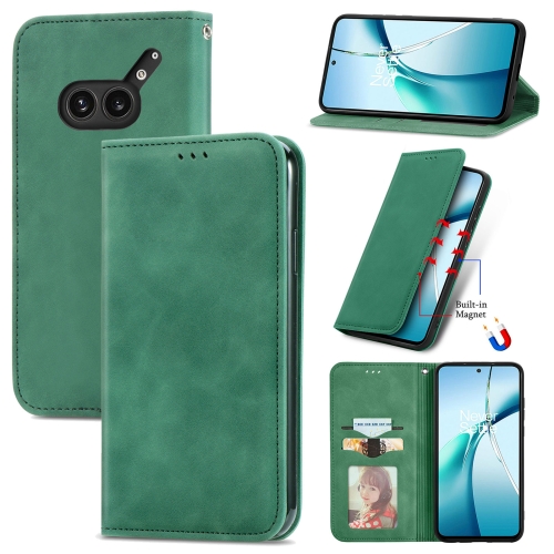 

For Nothing Phone 2a Plus Retro Skin Feel Magnetic Flip Leather Phone Case(Green)