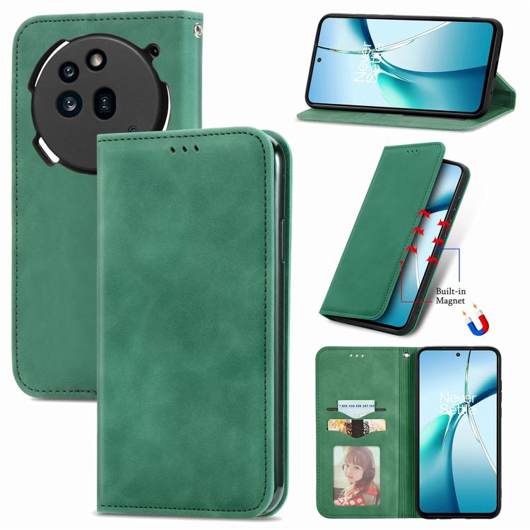

For Nothing Phone 3a Retro Skin Feel Magnetic Flip Leather Phone Case(Green)